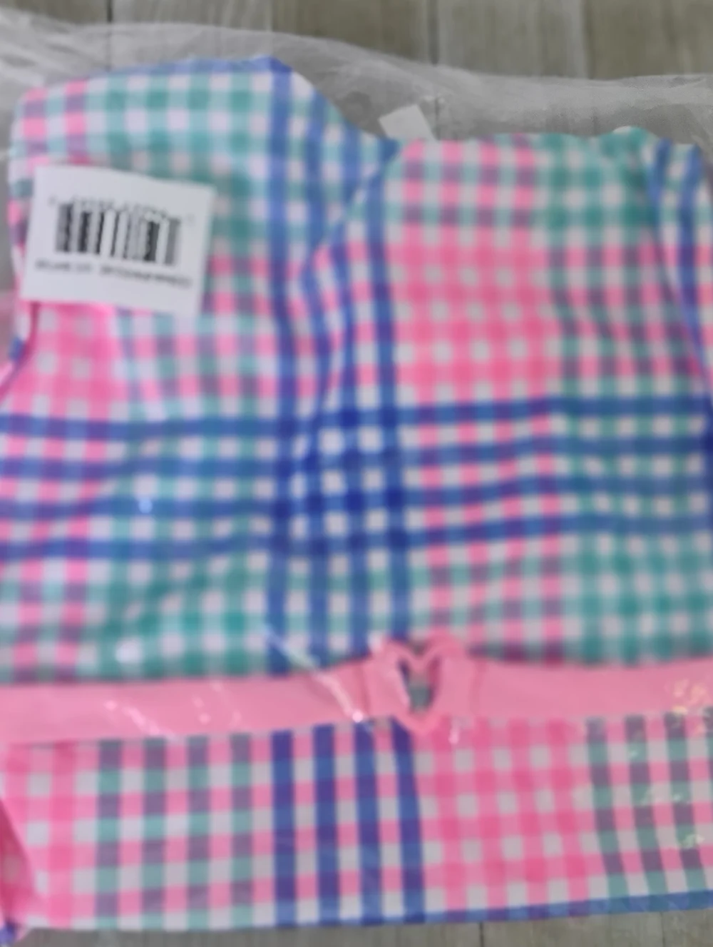 Gingham One-Piece Swimsuit Pink Platinum Size 10 /12 & Free Pair Of Swim Goggles